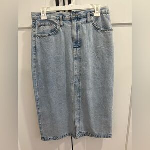 Mango Light Blue Denim Midi Skirt